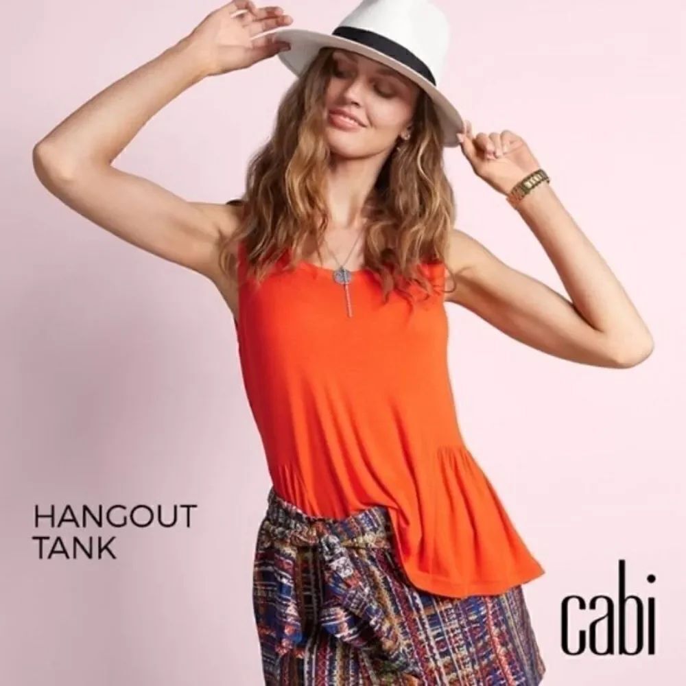 Cabi #5402 Hangout Tank Women's Size S Coral Orang